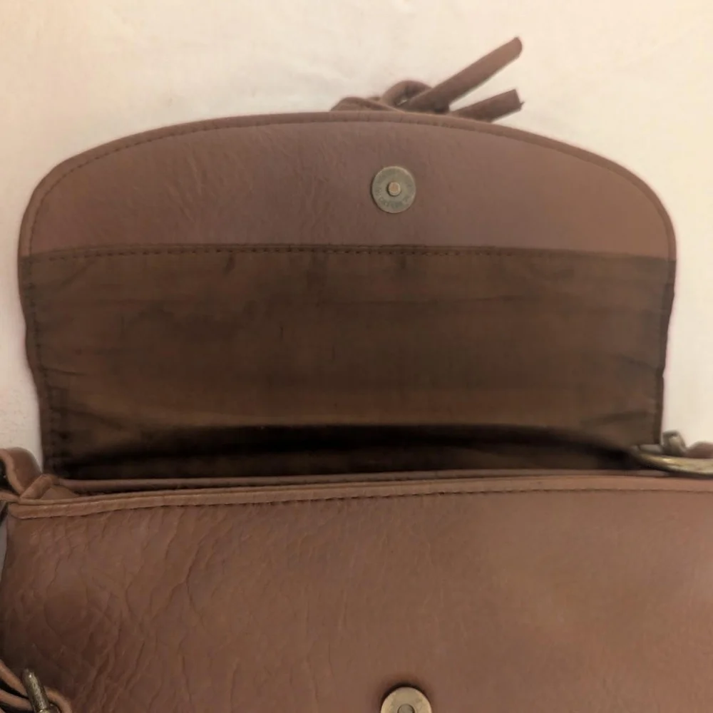 Kimchi Blue Brown Faux Leather Crossbody Saddle Bag